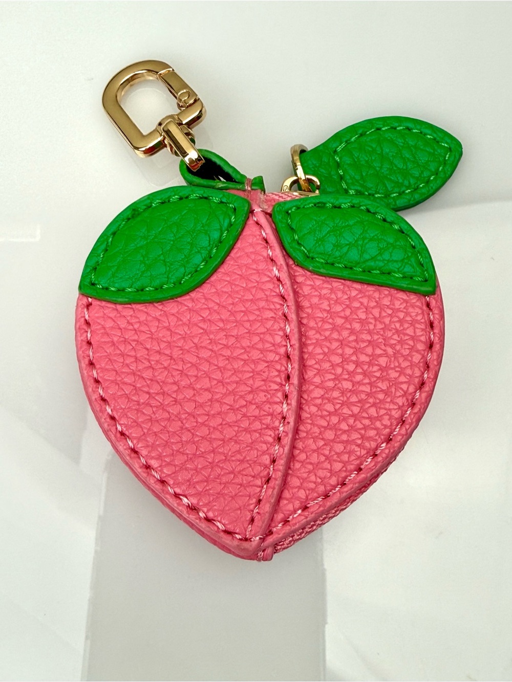 Pink Peach Fruit Micro Mini Bag Charm Coin Purse Keychain - Picture 10 of 14